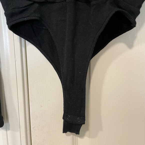 Vince Long Sleeve Crossover Bodysuit in Black - Picture 8 of 12